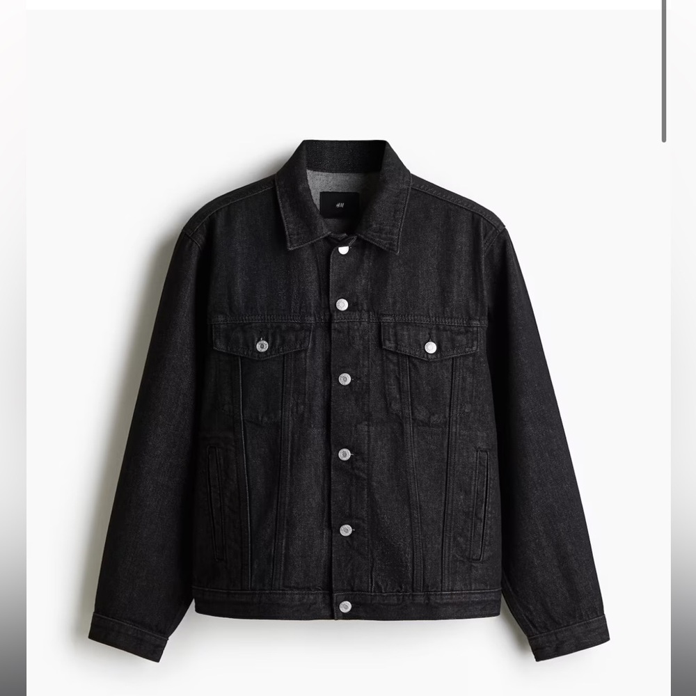 H&M Black Denim Jacket Mens Large